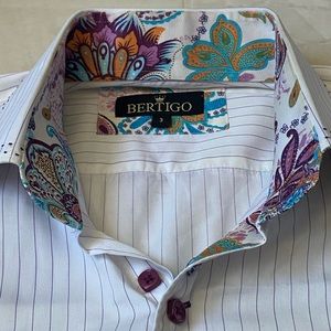 Bertigo Purple Pinstripe Dress Shirt